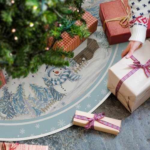 AVOIN colorlife Snowflake Snowman Cardinal Christmas Tree Skirt 48 Inch - Image 2