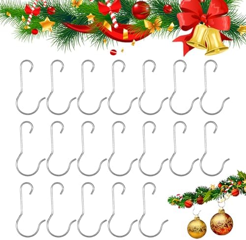 100PCS Silver Ornament Hooks for Christmas Trees with Storage Box by Psxuie