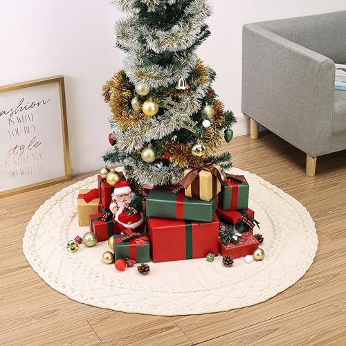 Mr. Pen Christmas Tree Skirt - 48 Inch Knitted Xmas Tree Skirt - Image 5