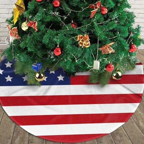American Flag Christmas Tree Skirt Xmas Tree Mat Holiday Party Home Decor 48 inch - Image 4
