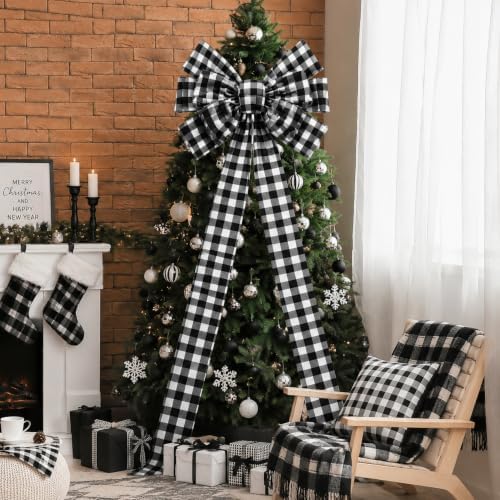 Norme 1 Pcs Black White Extra Large Christmas Tree Topper Bow Decor - Image 5