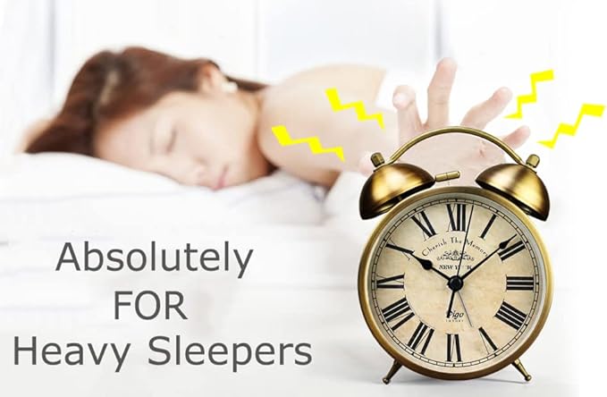 Maxspace Metal Golden Table Clock, Retro Vintage Non-Ticking Small Alarm Clock,Battery Operated Silent Quartz Movement HD Glass Desk Clock for Bedroom Living Room Indoor Decoration Kids?€? (Roman3)