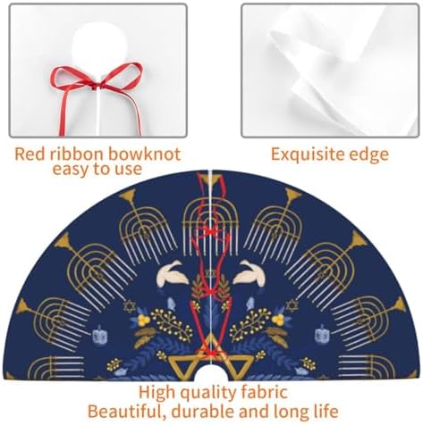 Hanukkah Candlestick Stars Christmas Tree Skirt Funny Tree Mat for Farmhouse Xmas Holiday Party Decorations Indoor Outdoor 36 Inch - Image 3
