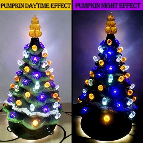 117Pcs Replacement Lights Bulbs/Tree Pegs for Halloween Ceramic Trees Including Skull/Pumpkin Head/Spider & 2Pcs Themed Tree Tops (Including Bat/Triple Pumpkin) - Image 4
