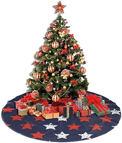 American Flag Freedom Stars Tree Skirts Xmas Ornaments, National Tree Mat for Christmas Party Holiday All Occasions 36" - Image 6