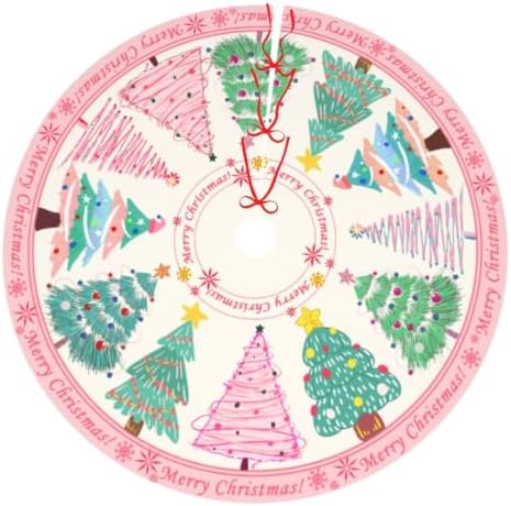 Pink Tree Skirt 30" Christmas Tree Topper Halloween Xmas Tree Skirts by Zminciu