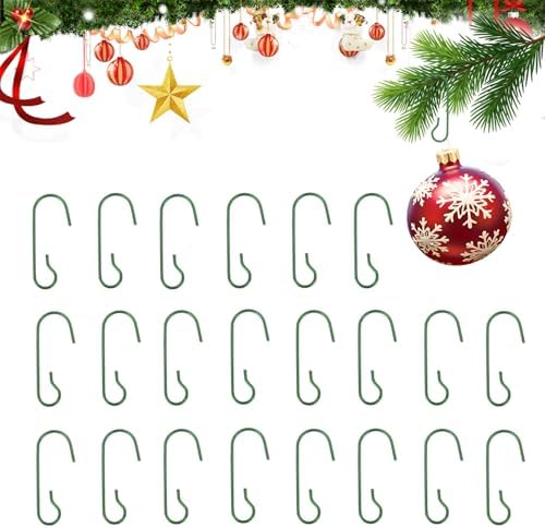 Christmas Ornament Metal Hooks Hangers, 200PCS Green Bendable Metal Wire Hanging Hook for Christmas Tree Decoration Easter Egg Hangers Halloween Party Decoration by Unknown