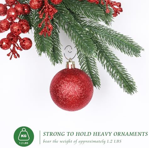 Christmas Ornament Hooks, Christmas Ornament Hangers 120Pcs, Mix Color Small Metal Decorative Ornament Hooks for Xmas Tree Decorations-Silver & Green & Red - Image 2