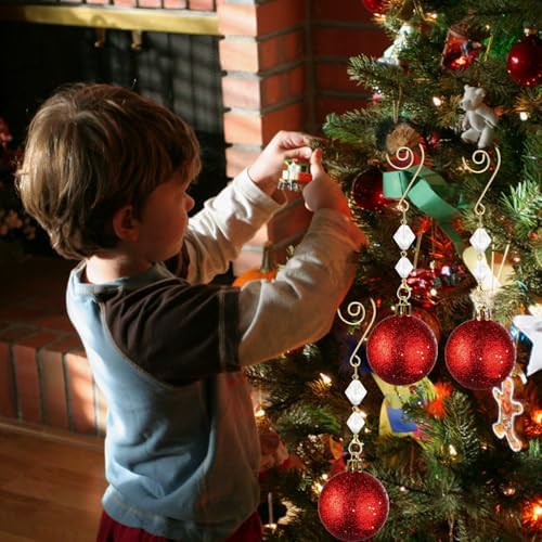 20 Pcs Christmas Ornament Hangers Tree Ornament Hooks Gold Decorative Clear Acrylic Wire S Hook with Lobster Claws Hanging Metal Wire Crystal Jeweled Swirl for Xmas Tree Home Decoration - Image 6