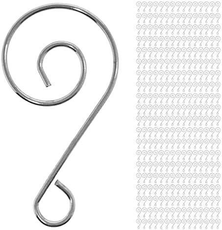 Christmas Ornament Hooks Set of 300, Silver Chrome S Hooks for Hanging Ornaments, Decorative Swirl Scroll Ornament Hangers, 1.75 Inch Metal Tree Hooks for Tree Decorations, Holiday Crafts & Display by BANBERRYDESIGNS