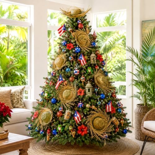 Hawaii Straw Hat Tree Topper Pava Hat Luau Puerto Rico Scarecrow Decor - Image 4