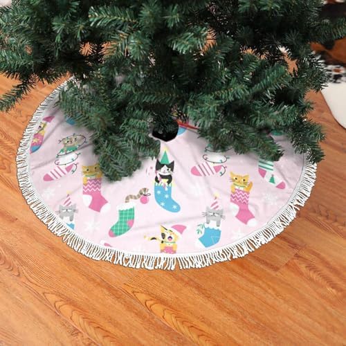 Cute Cartoon Cats Christmas Tree Skirt 30 Inch - Image 3