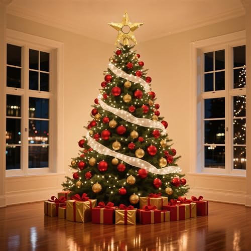 Gold Christmas Tree Topper Star, 12 Inch Glitter Tree Top Decoration, Sparkling Star Ornament for Christmas Tree, Durable ABS Plastic Holiday Decor Accessory, Xmas Tree Topper for Home and Party - Image 7