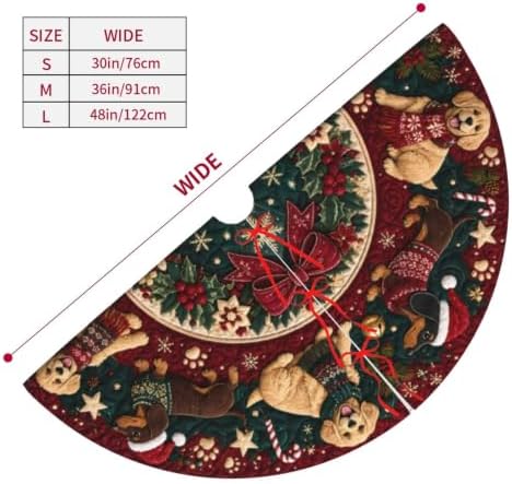 Funny Christmas Dog Tree Skirt Tree Mat for Xmas Holiday Party Decorations Indoor Outdoor 36 Inch - Image 5