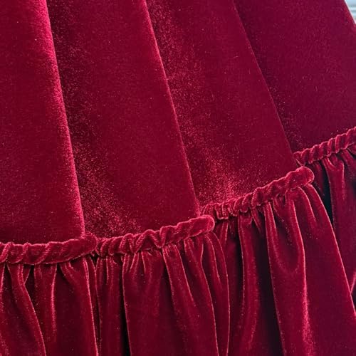 Ruffled Velvet Christmas Tree Skirt with Foam Padding, Nylon Backing and Lace-Up Tie Closure (Burgundy, 60-Inch) - Image 5