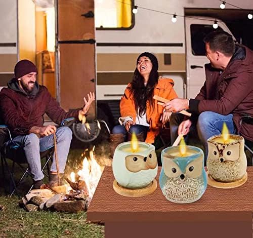 Citronella Candles Outdoor Gift Ideas for Women, 6x3.5oz Novelty Owl Soy Candles for Gift Sets Women, Aromatherapy Candles Bulk for Garden, Porch, Outdoor Patio Décor