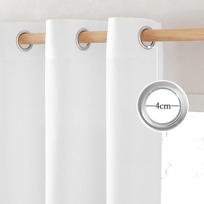 NICETOWN Rustic Linen 144 inch Long Curtains for Living Room, Grommet Privacy Added Thick Linen Weave with Light Filter Window Curtains & Drapes for Bedroom, White, W55 x L144, 2 Panels
