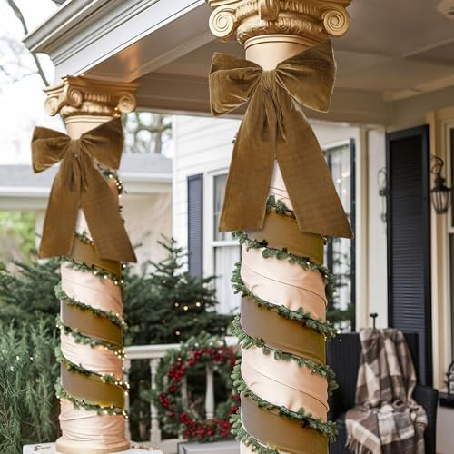 HunnmingRe 20 x 30 Inches Large Brown Velvet Bow Christmas Tree Topper - Image 6