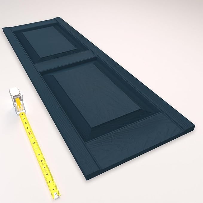 Ekena Millwork Lifetime Vinyl LP2S14X07500CB Standard Two Equal Panel Vinyls, Raised Panel Vinyl Shutters, w/Installation Shutter-Lok's & Matching Screws (Per Pair), 14 3/4"W x 75"H, Classic Blue