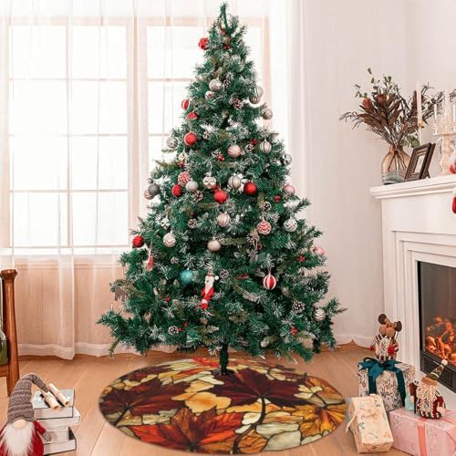 Fall Autumn Leaf Leave 30 36 48 Inch Christmas Tree Skirt Carpet Mat Funny Party Decor Supplies for Xmas Halloween Decorations Occasion - Image 7