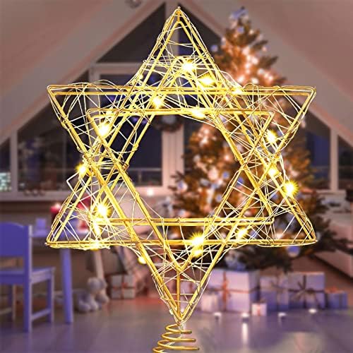 11 Inch Christmas Tree Star Topper 3AA Battery Powered Christmas Tree Topper Lighted, Gold Iron Christmas Tree Star Topper with 20LED Lights, for Christmas, Party & Home(Warm Light) by Bestpty