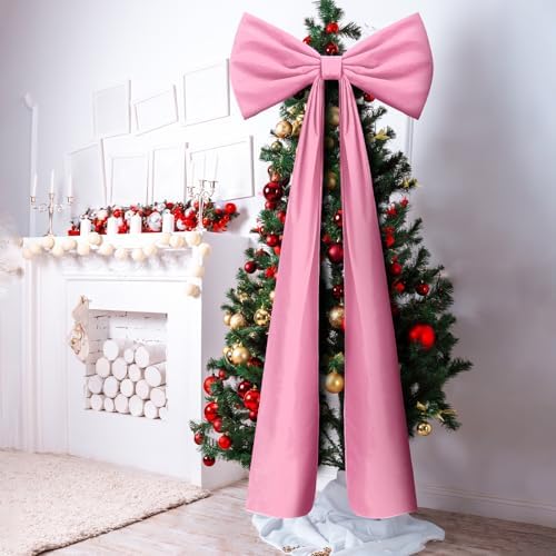 Knitgrip 1 Pack 20x71 in Christmas Large Velvet Bows, Pink - Image 3