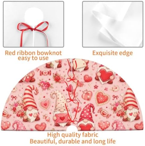 Hearts Gnome Christmas Tree Skirt Tree Mat for Xmas Holiday Party Decorations Indoor Outdoor 36 Inch - Image 6