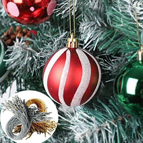 Birsppy Jeymei 200Pcs Christmas Ornament Hooks Silver String Hanger with Snap Locking Metallic String for Christmas Valentine's Day Party Hanging Ropes - Image 4