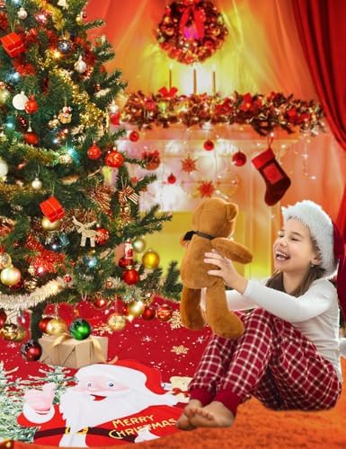 Multiwins 48 Inch Red Santa Claus with Snowflake Christmas Tree Skirt for Holiday Party Christmas Decorations - Image 4