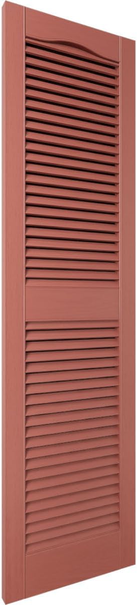 Ekena Millwork Lifetime Vinyl LL1S12X03900RD Standard Cathedral Top Center Mullion, Open Louver Vinyl Shutters, w/Installation Shutter-Lok's & Matching Screws (Per Pair), 12"W x 39"H, Burgundy Red