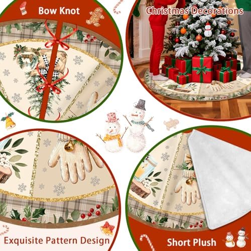 Christmas Tree Skirt 36 Inch, Christmas Skirt Tree Decoration with Snowman Reindeer, Christmas Trees Mat for Under Trees Holiday Party Indoor Outdoor Decorations, Winter Gift for Women Wife Mom - Image 5
