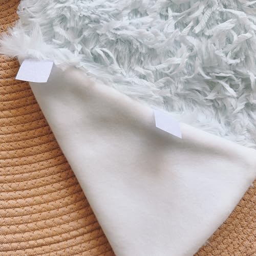 Light Blue Plush Christmas Tree Skirt Soft Fluffy Faux Fur Xmas Tree Skirt 20 Inch for Christmas Holiday Party Decorations - Image 4