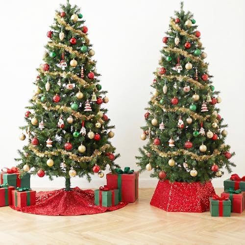 Mr. Pen- Red Sequin Christmas Tree Skirt and Tree Collar - Image 3