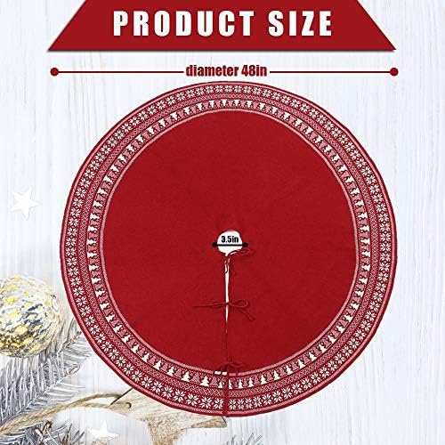 Christmas Tree Skirt, Christmas Decorations,Knitting Wool Retro Small Snowflake Xmas Tree Skirt Decorations,Can be Used as a Shawl.(48 Inch,Red)… - Image 5