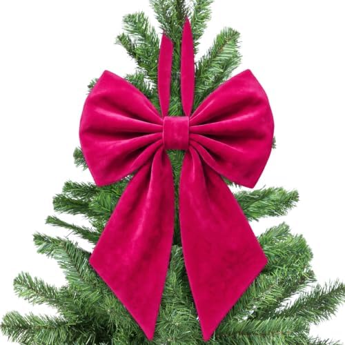 Janinka Hot Pink Christmas Tree Topper Bow 22" Big,Velvet by Janinka