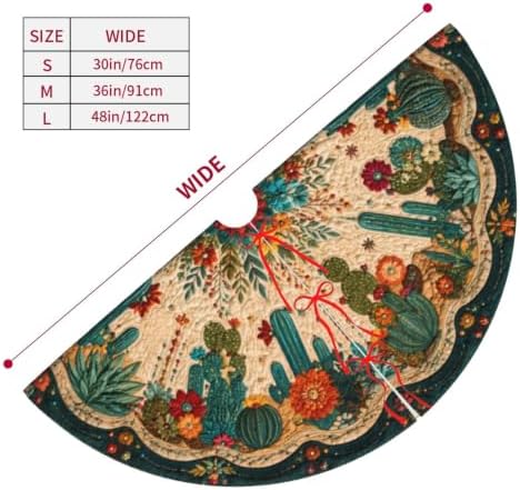 Bohemia Cactus Christmas Tree Skirt Tree Mat for Xmas Holiday Party Decorations Indoor Outdoor 36 Inch - Image 5