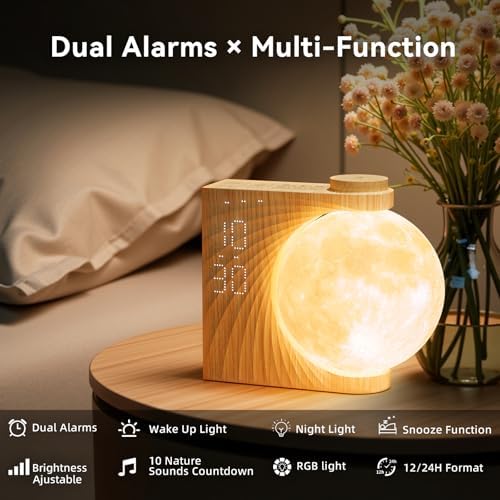 RETEYUNG Sunrise Alarm Clocks Sound Machine Moon Lamp for bedrooms - Image 3