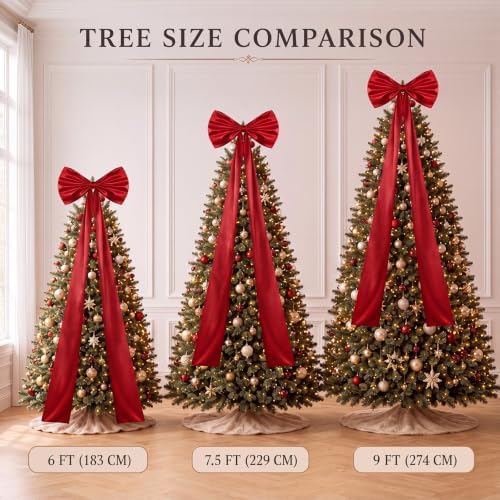Daifunli 24 x 79 Inches Giant Satin Bow Christmas Tree Topper,Red - Image 3