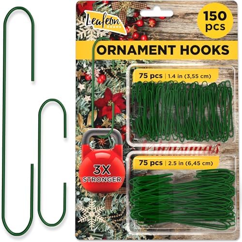 Leafeon Christmas Ornament Hooks - Christmas Ornament Hangers - Perfect Xmas Ornament Hangers for Tree Decoration 150 Pack Green by Leafeon