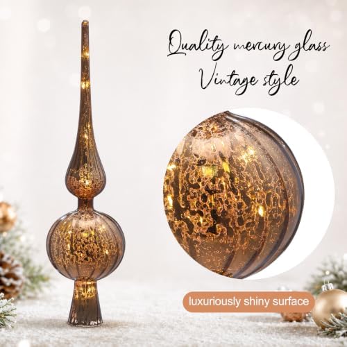 Gejoy 12" Mercury Glass Christmas Tree Topper,Classic,Brown - Image 3