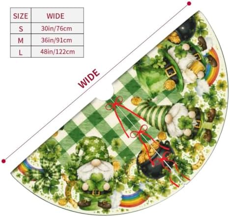 St.Patrick's Day Gnome Christmas Tree Skirt Tree Mat for Xmas Holiday Party Decorations Indoor Outdoor 36 Inch - Image 5