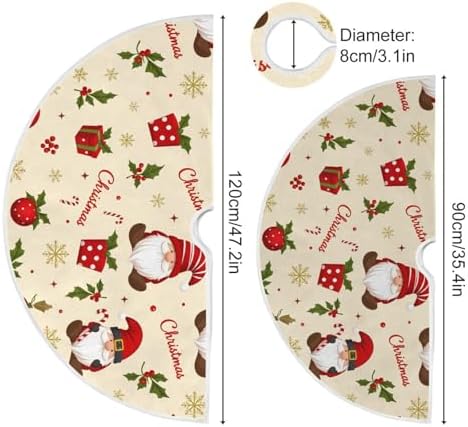 Gnomes Holly Berry Baubles Christmas Tree Skirt Small Xmas Tree Skirts Decorations 36 in Burlap Tree Mat Cover for 4 ft Trees Holiday Party - Image 4