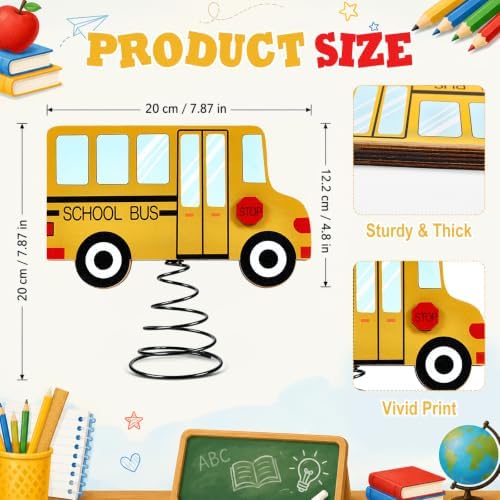 7.9 x 7.9 Inch Wooden School Bus Lighted Back to School Tree Topper - Image 2