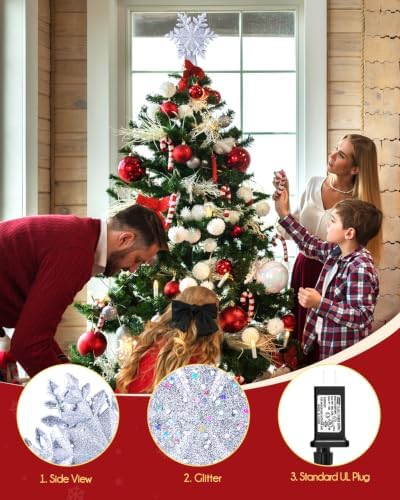 Christmas Snow Tree Topper with Built-in Led Snowflake Projector Lights - Image 4