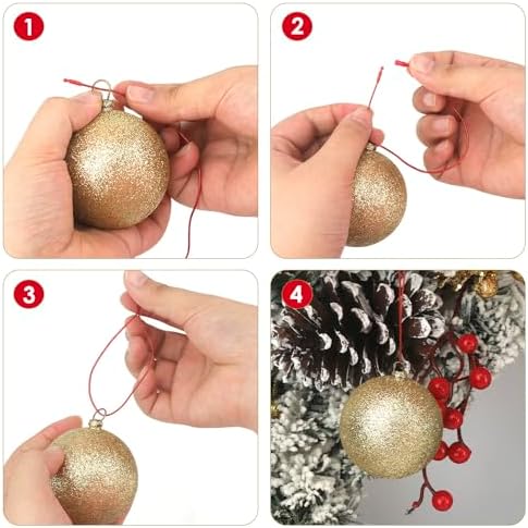 Christmas Hooks for Ornaments, 200 PCS Red Christmas Ornament String Ribbon Hangers with Snap Hanging Ropes Hooks Cords Locking Xmas Holiday Tree Decorations Toddler Proof Adjustable Pendant - Image 4