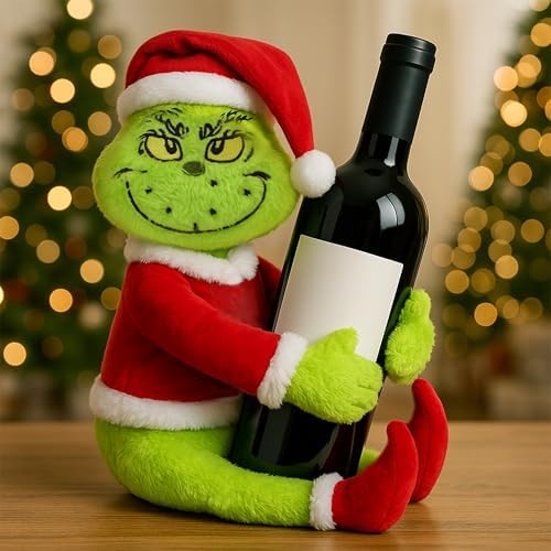 Green Furry Christmas Thief Tree Topper, Holiday Character Tree Hugger Decoration for Wine Bottle Curtain Christmas Tree Ginger Bread Home Decor (2 Pack) - Image 6