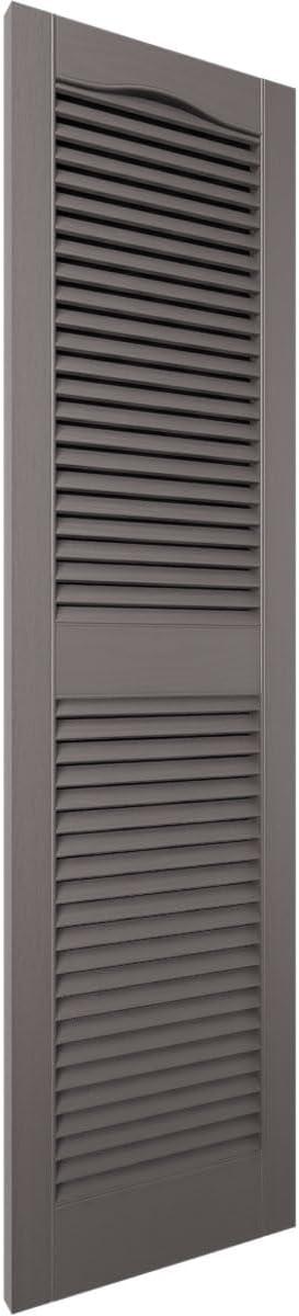 Ekena Millwork Lifetime Vinyl LL1S14X04300MS Standard Cathedral Top Center Mullion, Open Louver Vinyl Shutters, w/Installation Shutter-Lok's & Matching Screws (Per Pair), 14 1/2'W x 43'H, Musket Brown