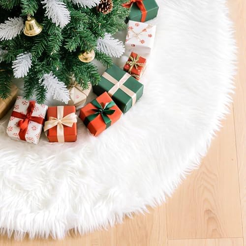 RAINFLOW 36" White Christmas Tree Skirt - Faux Fur Holiday Decor by Unknown