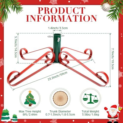 Foilswirl Christmas Tree Stand for Artificial Fake Tree Holder 4 to 8 FT Iron Metal Adjuatable Xmas Tree Base with Thumb Screw Indoor Outdoor Holiday Party Decor Fits Up to 1.4" Tree Trunk(Mix) - Image 2