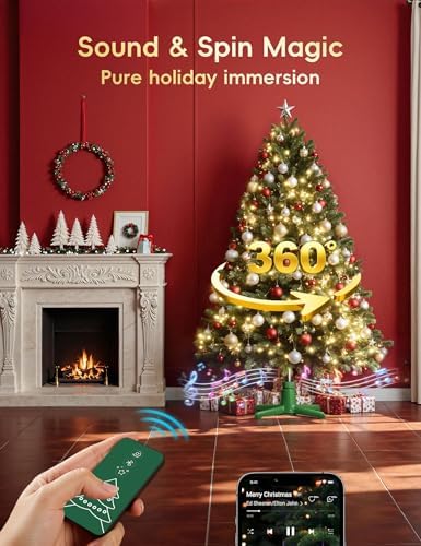 DG-Direct Musical 360° Rotating Christmas Tree Stand, Anti-tilt Noiseless, Up to 9ft 120 lb Artificial Fits 1.25–2" Tree Poles, Spinning Tree Stand with Remote, Built-in 3 Light Output Ports 800W - Image 3